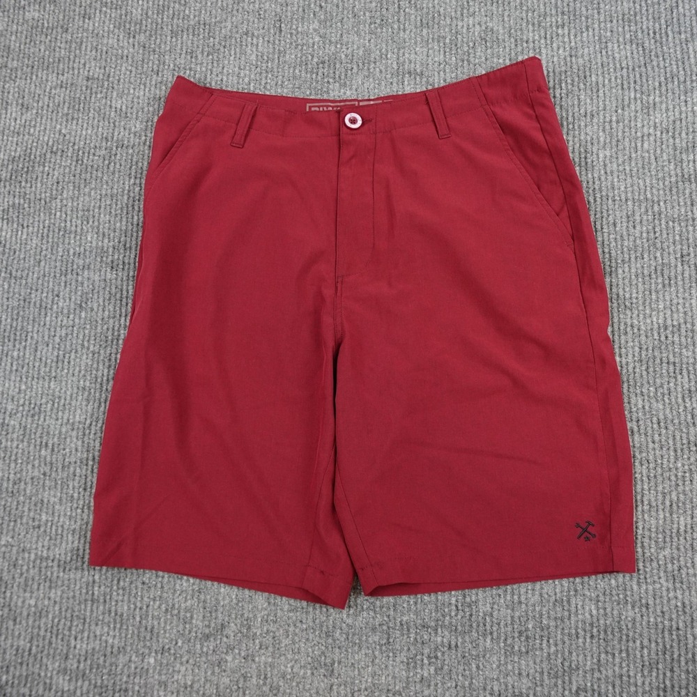 Dixxon Chino Shorts Mens 34 Red Canvas Flat Front Logo Casual 9 Inseam